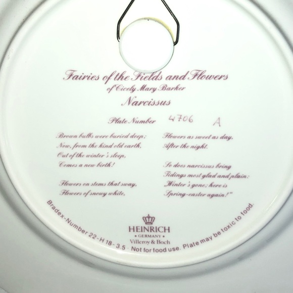 Fairies of the Fields Flower Plate Heinrich Porcelain Germany Narcissus Fairy - Picture 2 of 3